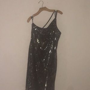 Express black and green sequined dress